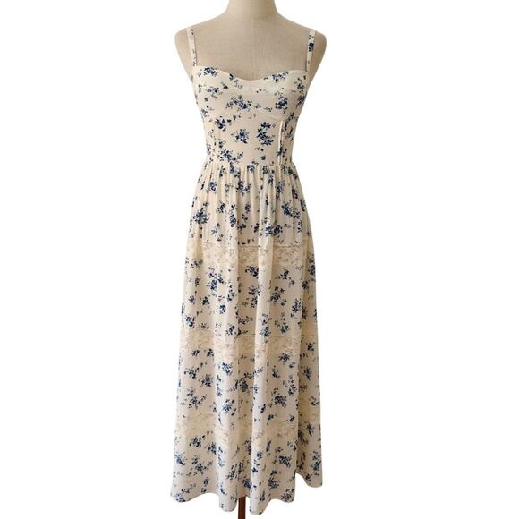 Reformation Dina Dress Orlaya Blue White Floral Size US 8 - Picture 4 of 11